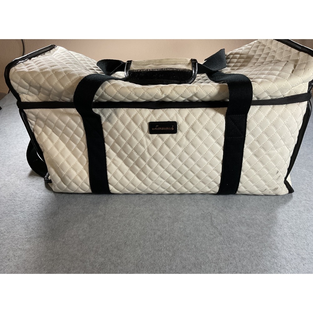 LOVEVOOK Quilted Duffle Bag Travel Weekender Cream Black Large Gym Bag
